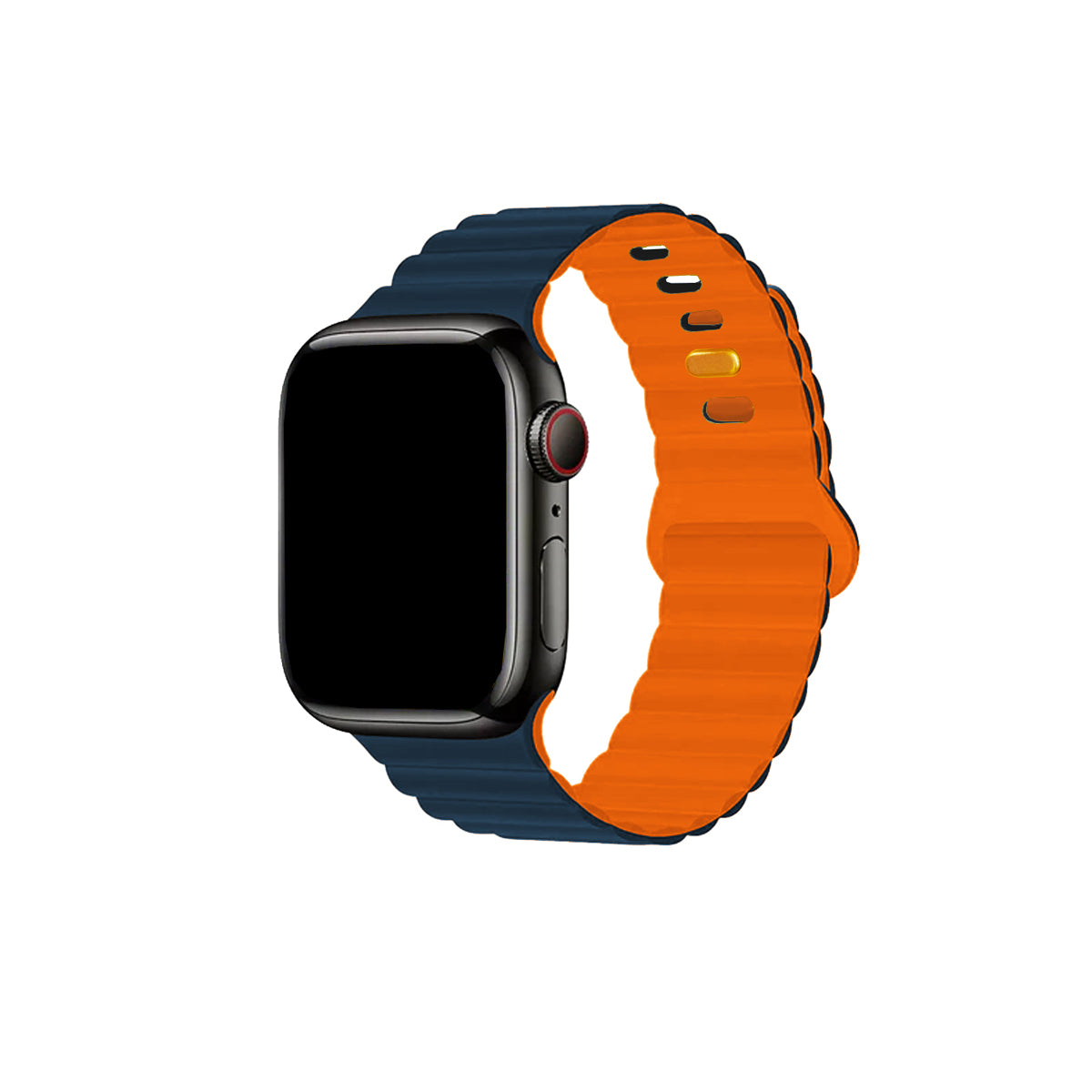 Correa / Pulsera Silicona Duo Para Apple Watch 42 / 44 / 45 / 46 & Ultra 49 MM - Color Azul / Naranja