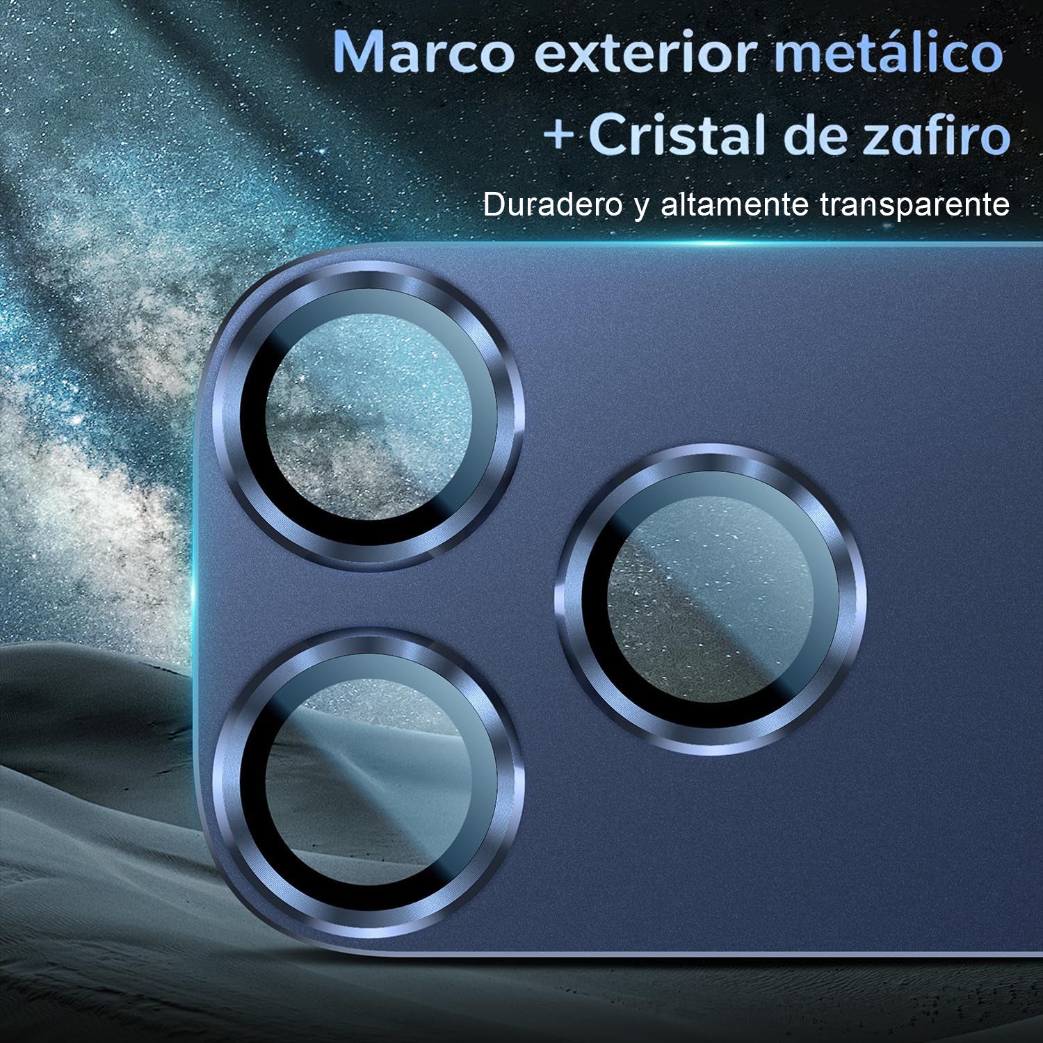Protector Cámara Para iPhone 17 Pro Max Vidrio 9H + Marco Modulo Metálico Integrado Full Cover HD