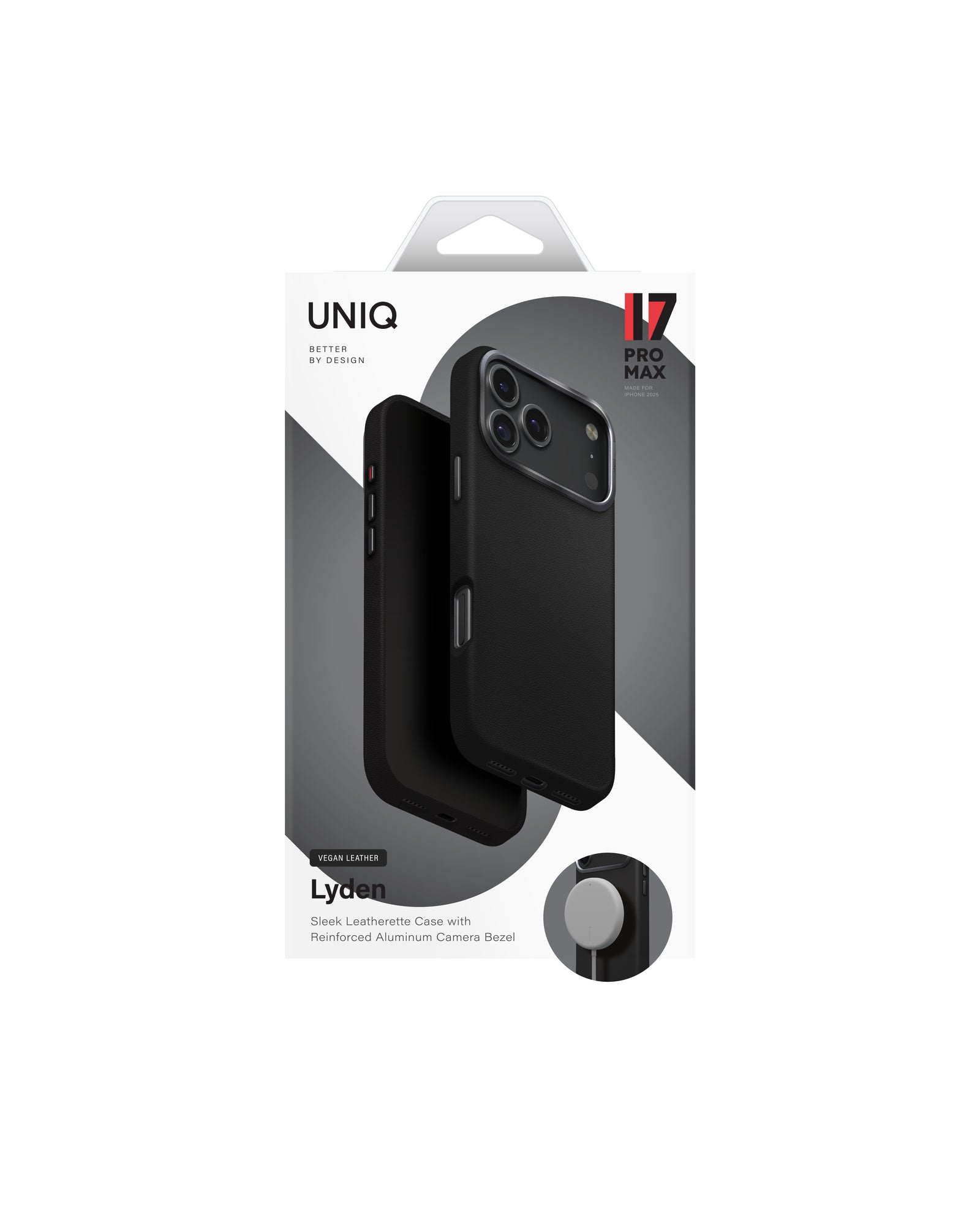Carcasa Uniq Lyden Cuero Magsafe iPhone 17 Pro Max - Negra - PREVENTA - ENTREGA 10 OCTUBRE