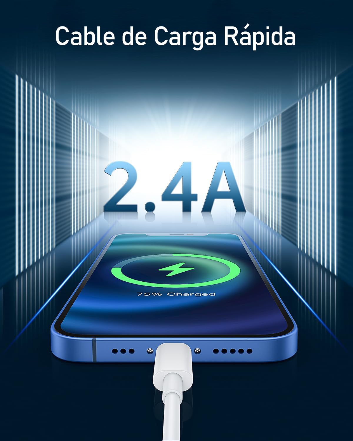 Cable USB a Lightning Certificado MFi — Carga y Datos 2 Metros