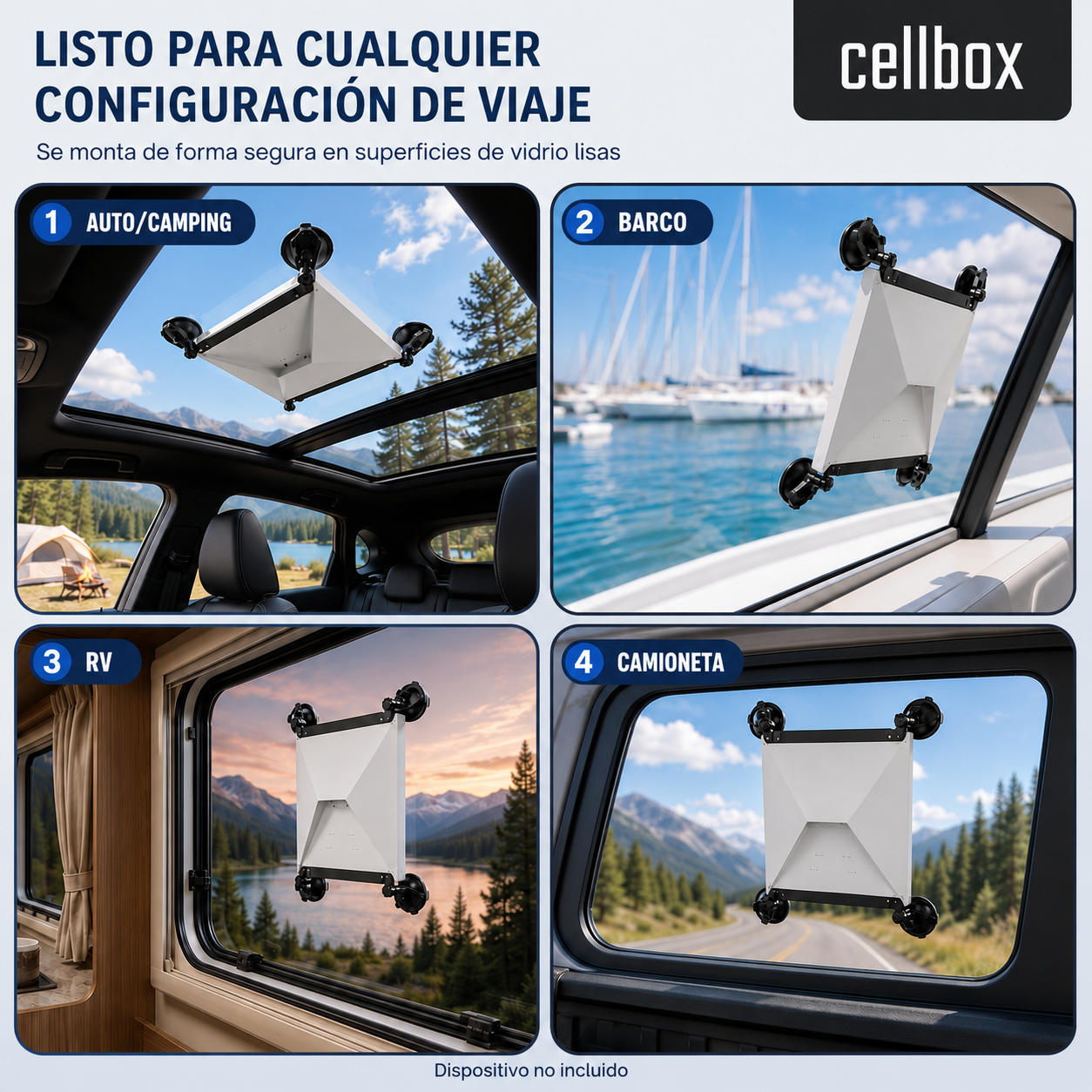 Soporte con Ventosas para Antena Starlink Mini Cellbox – Auto, Mini Van, Camioneta y Barco