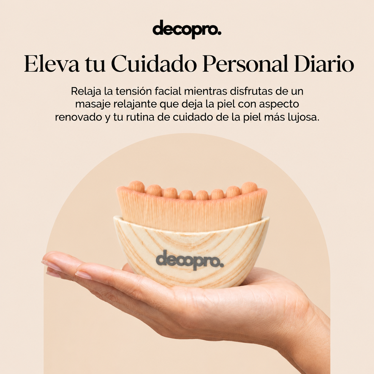 Cepillo de Masaje Facial Decopro con Cerdas Hipoalergénicas – Drenaje Linfático y Cuidado de la Piel