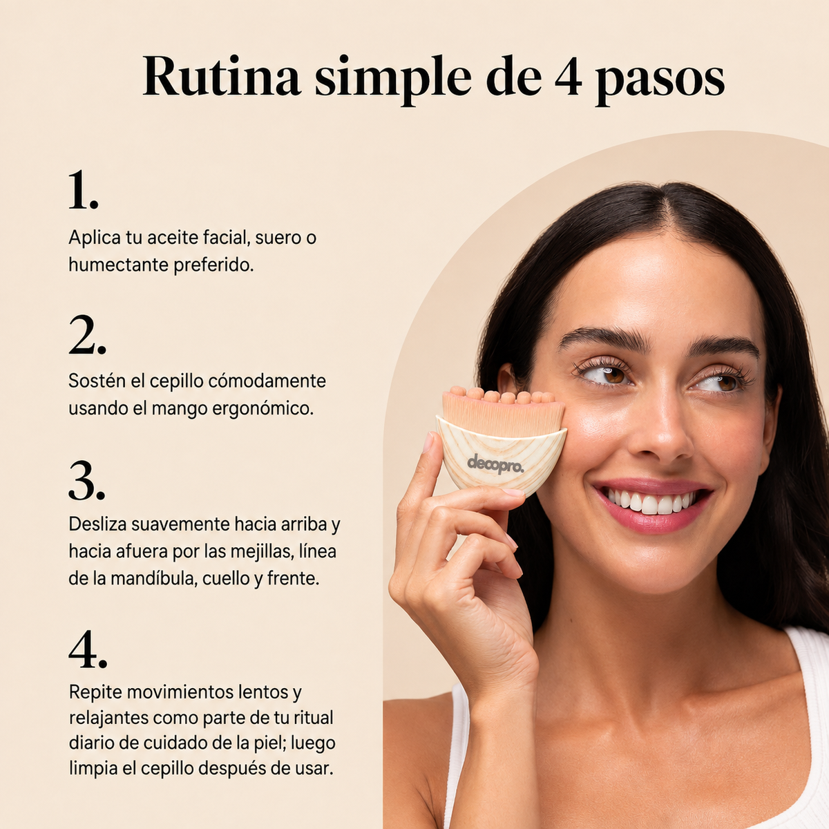Cepillo de Masaje Facial Decopro con Cerdas Hipoalergénicas – Drenaje Linfático y Cuidado de la Piel