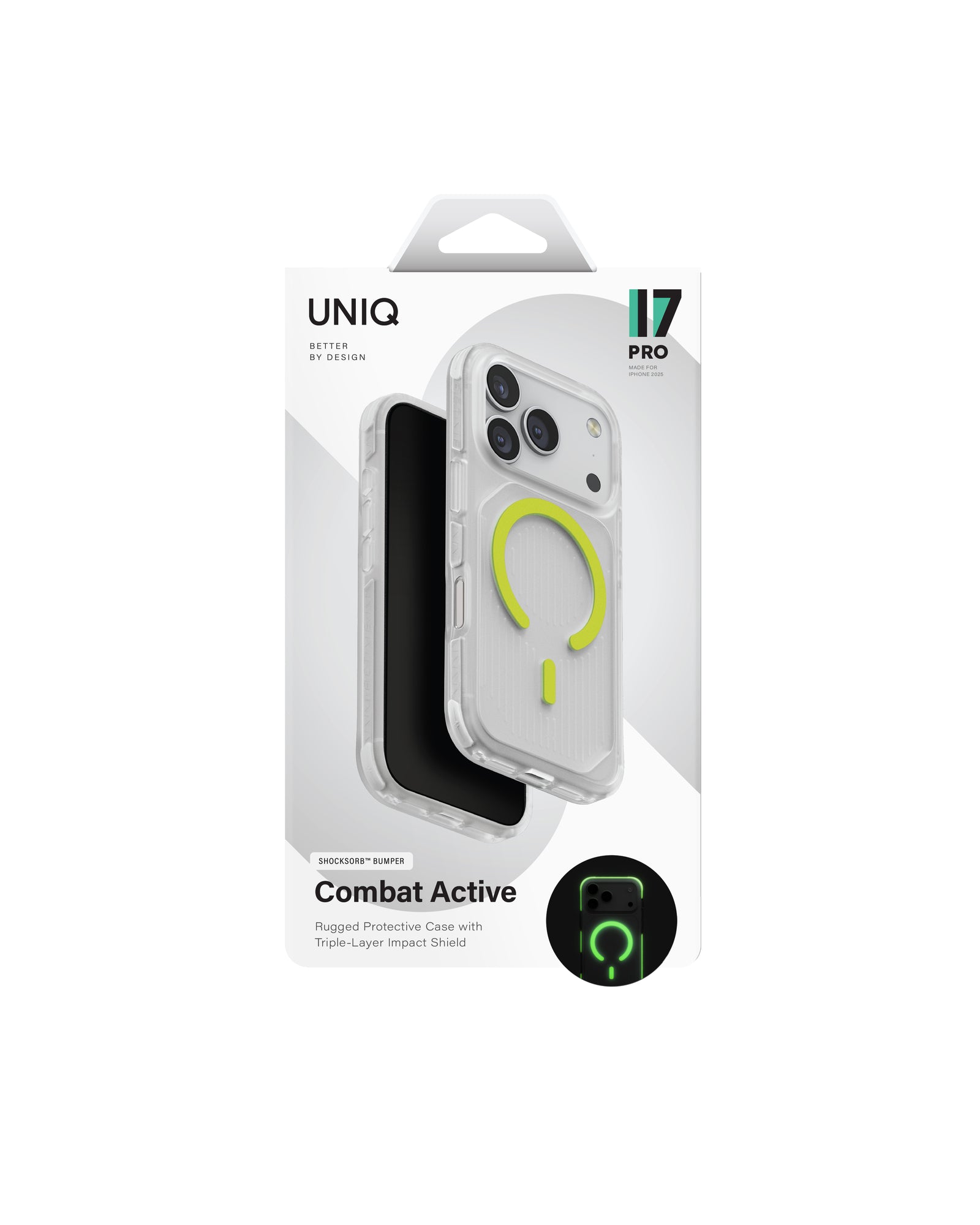 Carcasa Uniq Combat Active Luminous Magsafe iPhone 17 Pro - Gris - PREVENTA - ENTREGA 10 OCTUBRE
