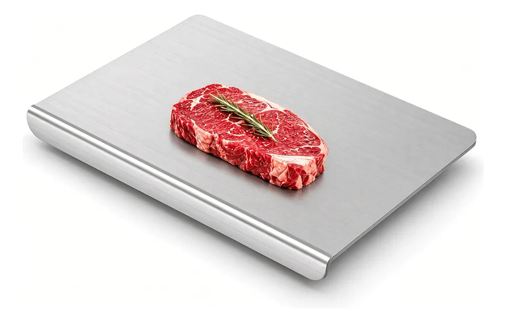 Tabla de Cortar / Picar / Amasar de Acero Inoxidable con Borde para Mesón 30x40 cm - Decopro
