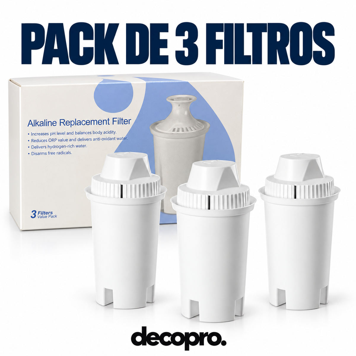 Filtro de repuesto Decopro instalado dentro de la jarra filtrante