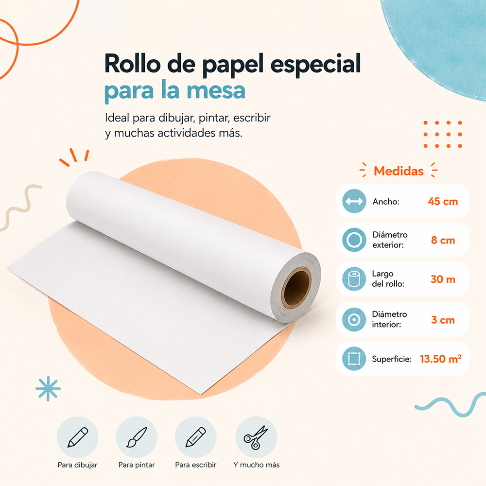 Caballete Pizarra Infantil Tuntun Doble Cara + Rollo Papel 30 metros