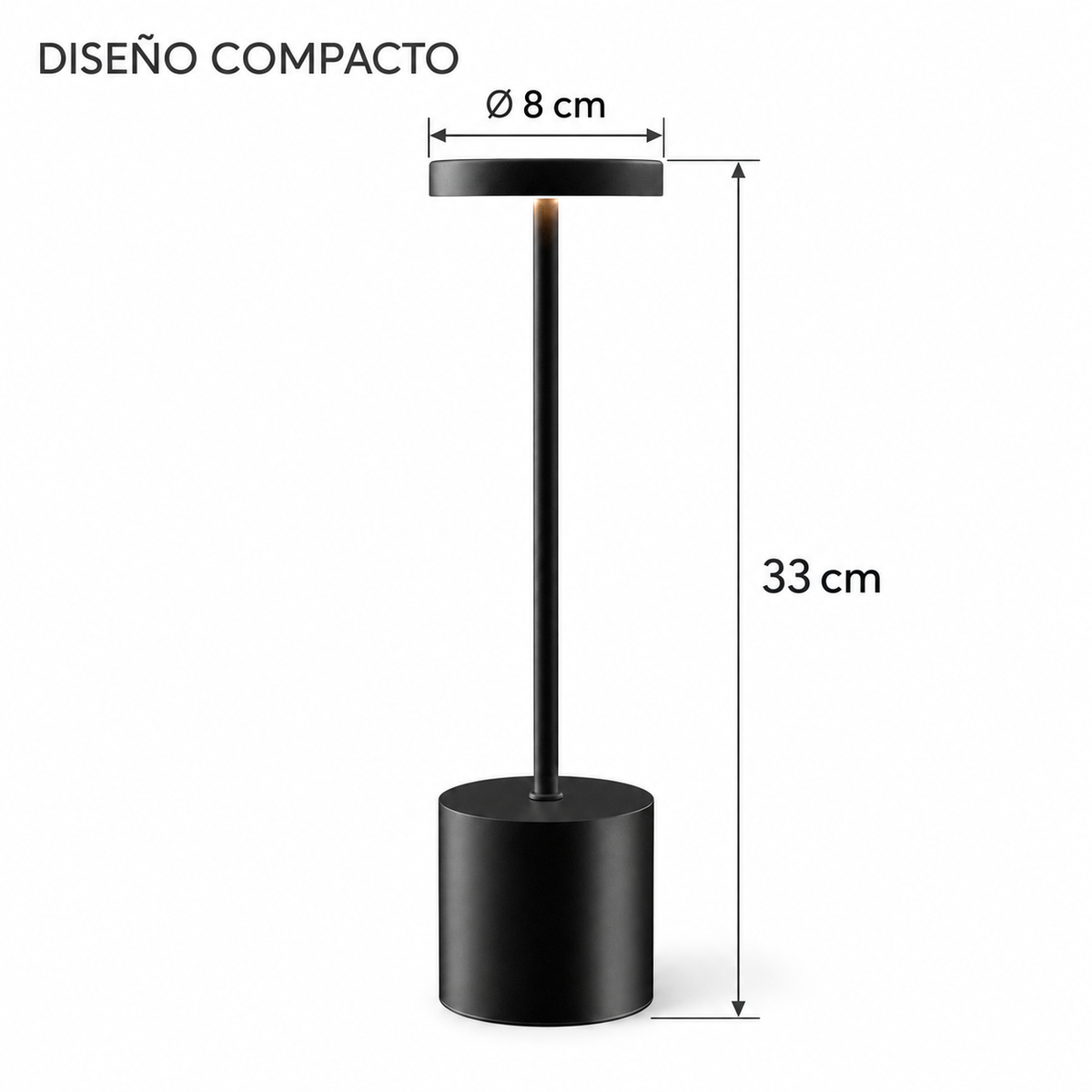 Lámpara de Mesa Recargable LED Inalámbrica - Luz Cálida Regulable 3 Tonos - Resistente al Agua IP54 - 33 cm