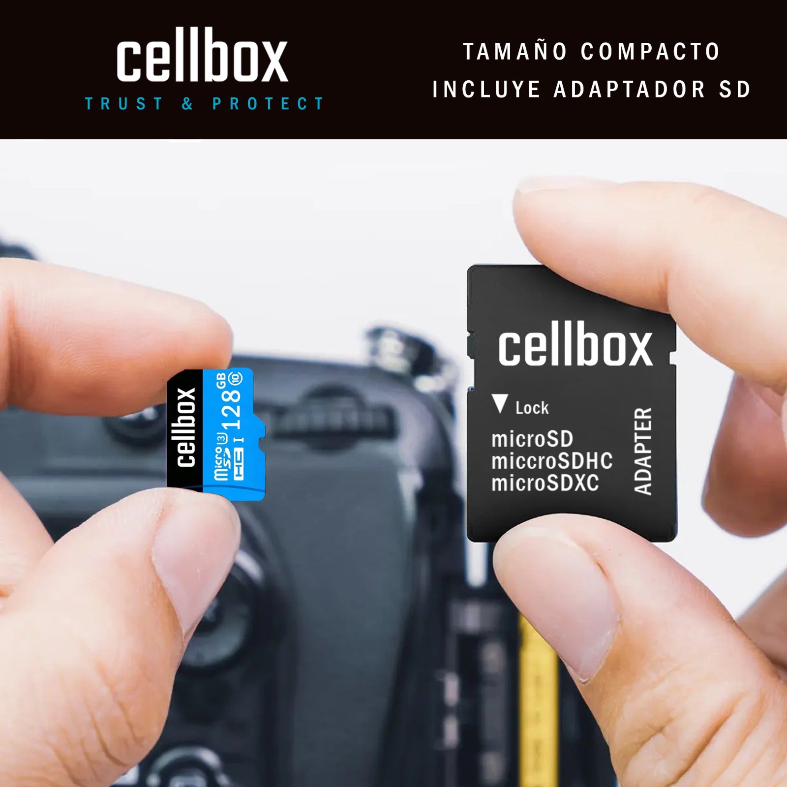 Tarjeta Memoria 128 Gb Micro Sd Cellbox Velocidad 100mbps + Adaptador Sd