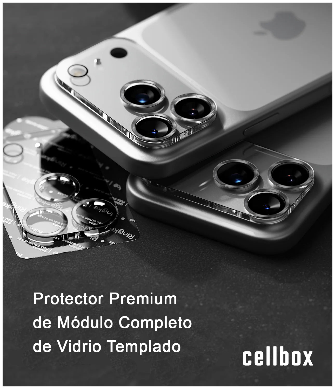 Protector Módulo Cámara Para iPhone 17 Pro Max Vidrio 9H + Marco Modulo Integrado Full Cover HD