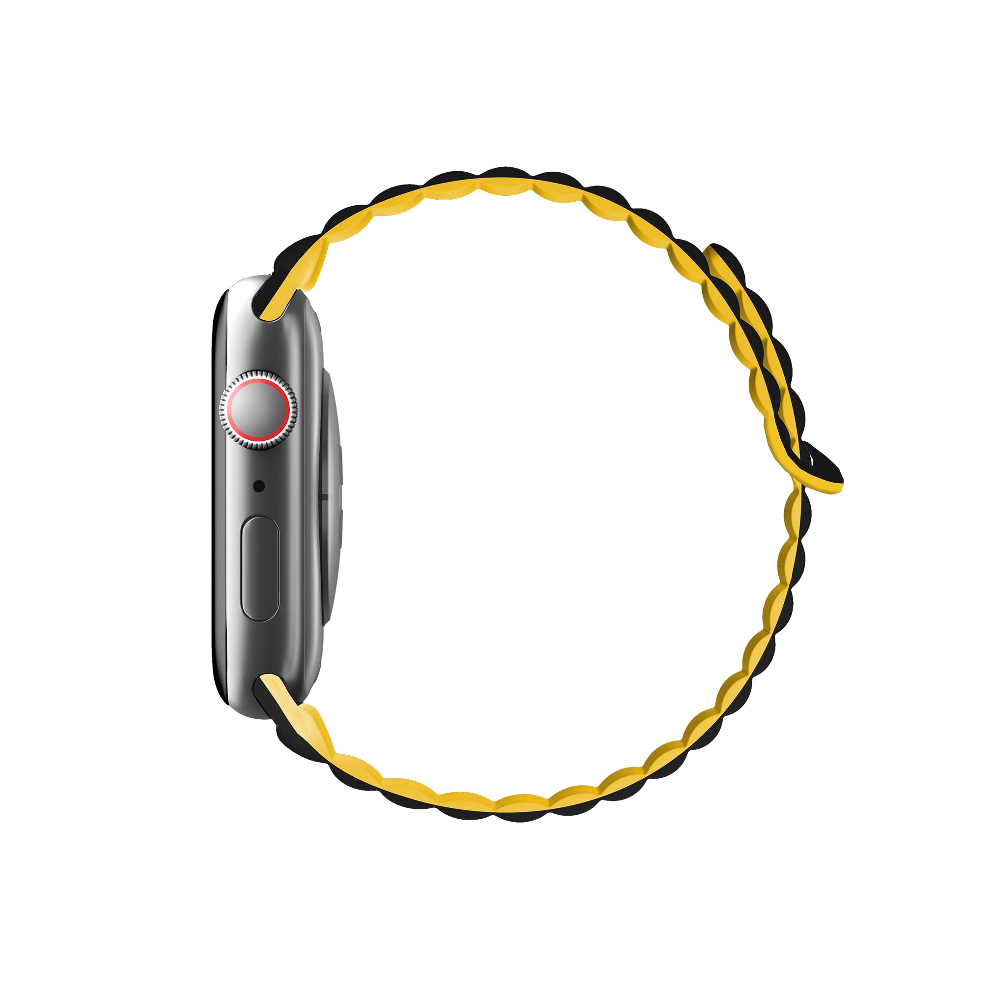 Correa / Pulsera Silicona Duo Para Apple Watch 42 / 44 / 45 / 46 & Ultra 49 MM - Color Negra / Amarilla