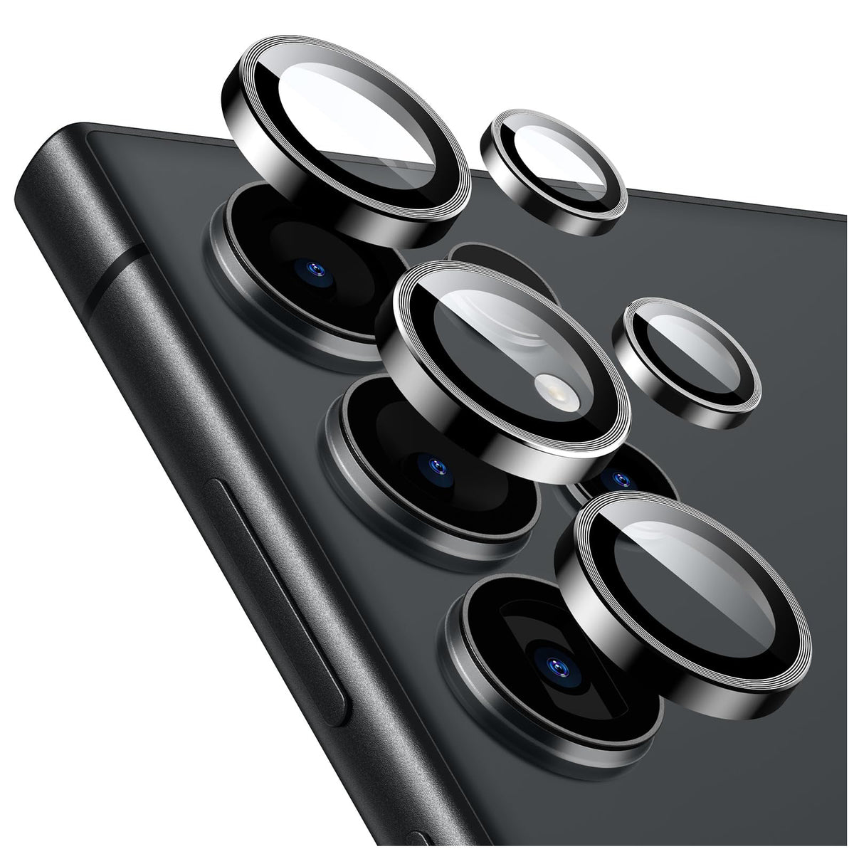 Protector De Lente Con Borde De Aluminio Para Cámara De Samsung S23 Ultra - Samsung S23 Ultra / Negro