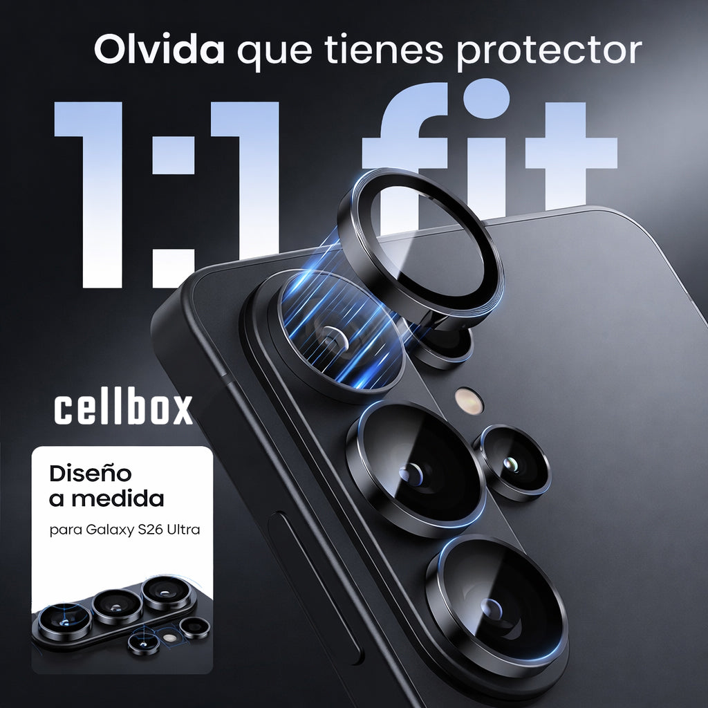 Protector de Lente Cámara Samsung S26 Ultra – Vidrio 9H + Marco Metálico
