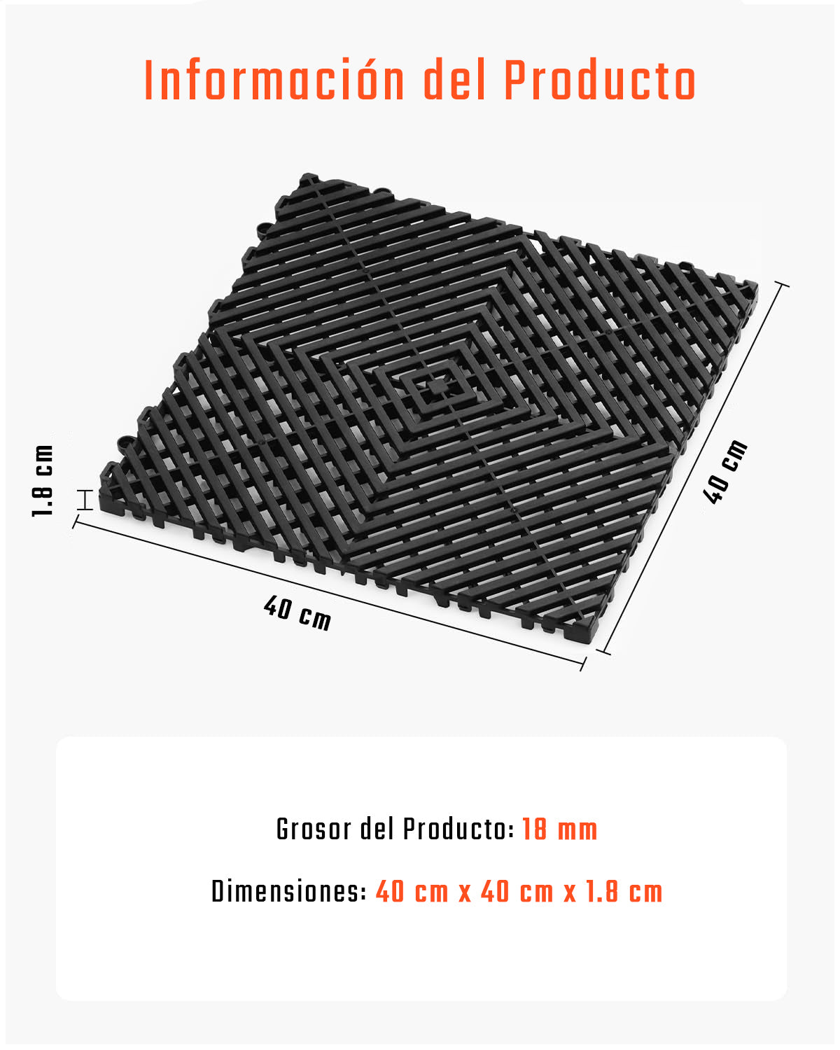 Piso de Plástico Encajable DecoPro - Negro - Antideslizante y Drenante para Garage, Patio o Terraza