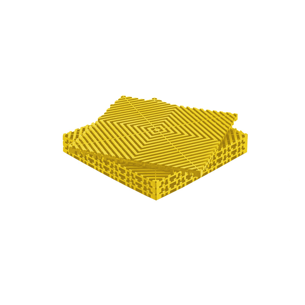 Piso de Plástico Encajable DecoPro – Pack 4 Unidades - Amarillo - Antideslizante y Drenante para Garage, Patio o Terraza