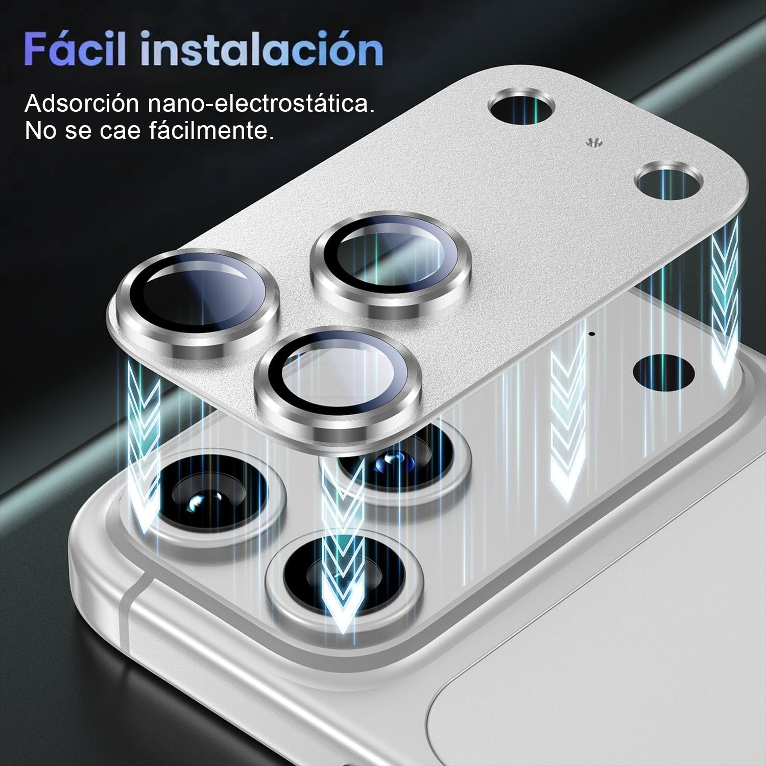 Protector Cámara Para iPhone 17 Pro Max Vidrio 9H + Marco Modulo Metálico Integrado Full Cover HD