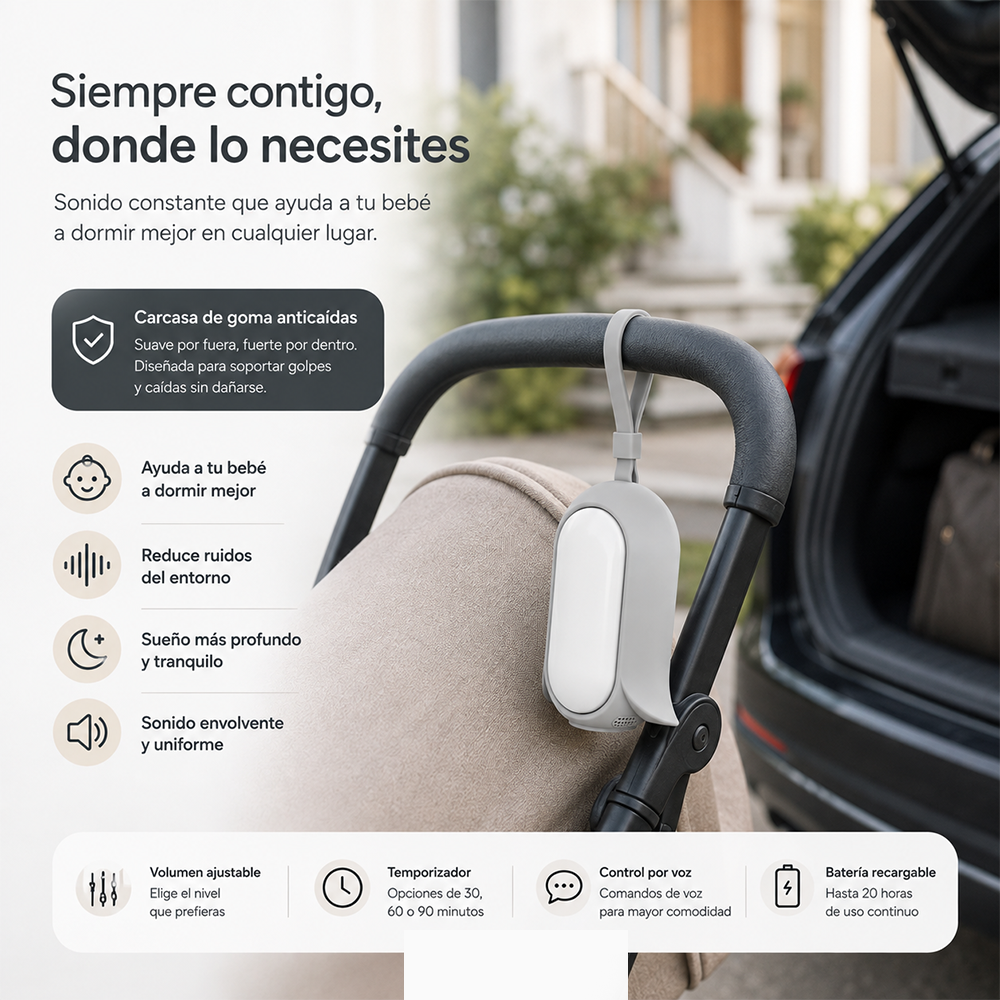 Máquina de Ruido Blanco para Bebé + Luz Nocturna Portátil
