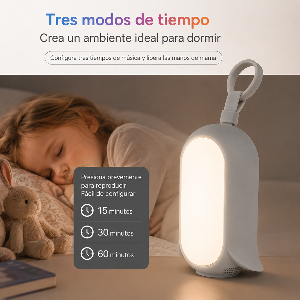 Máquina de Ruido Blanco para Bebé + Luz Nocturna Portátil