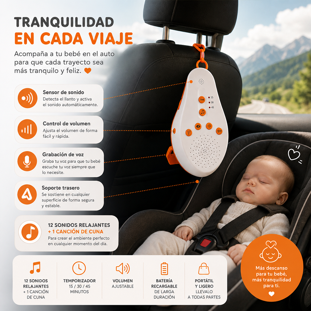 Máquina de Ruido Blanco para Bebé | Portátil con Sensor de Llanto