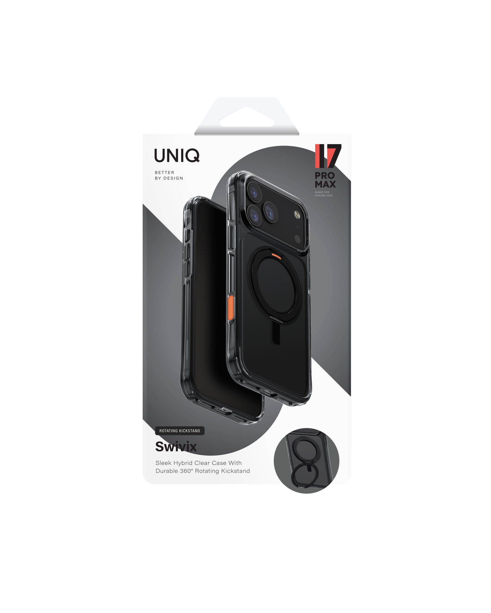 Carcasa Uniq Swivix Soporte Giratório iPhone 17 Pro Max - Negra - PREVENTA - ENTREGA 10 OCTUBRE