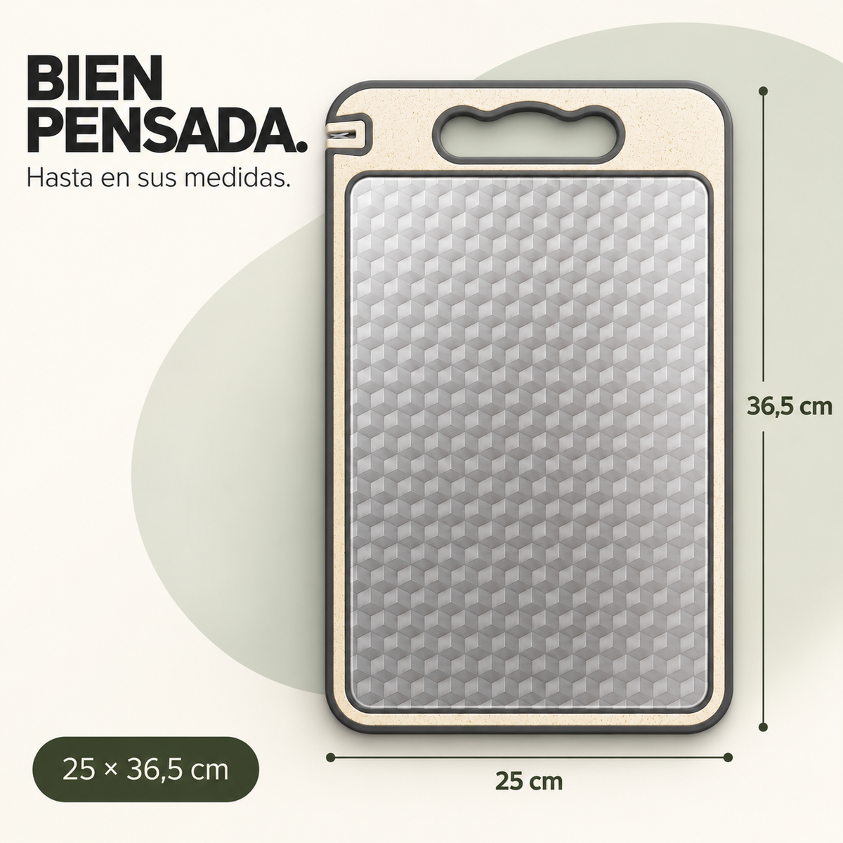 Tabla de Picar Doble Cara Acero Inoxidable + Afilador Cuchillos / Antideslizante + Canal - Decopro