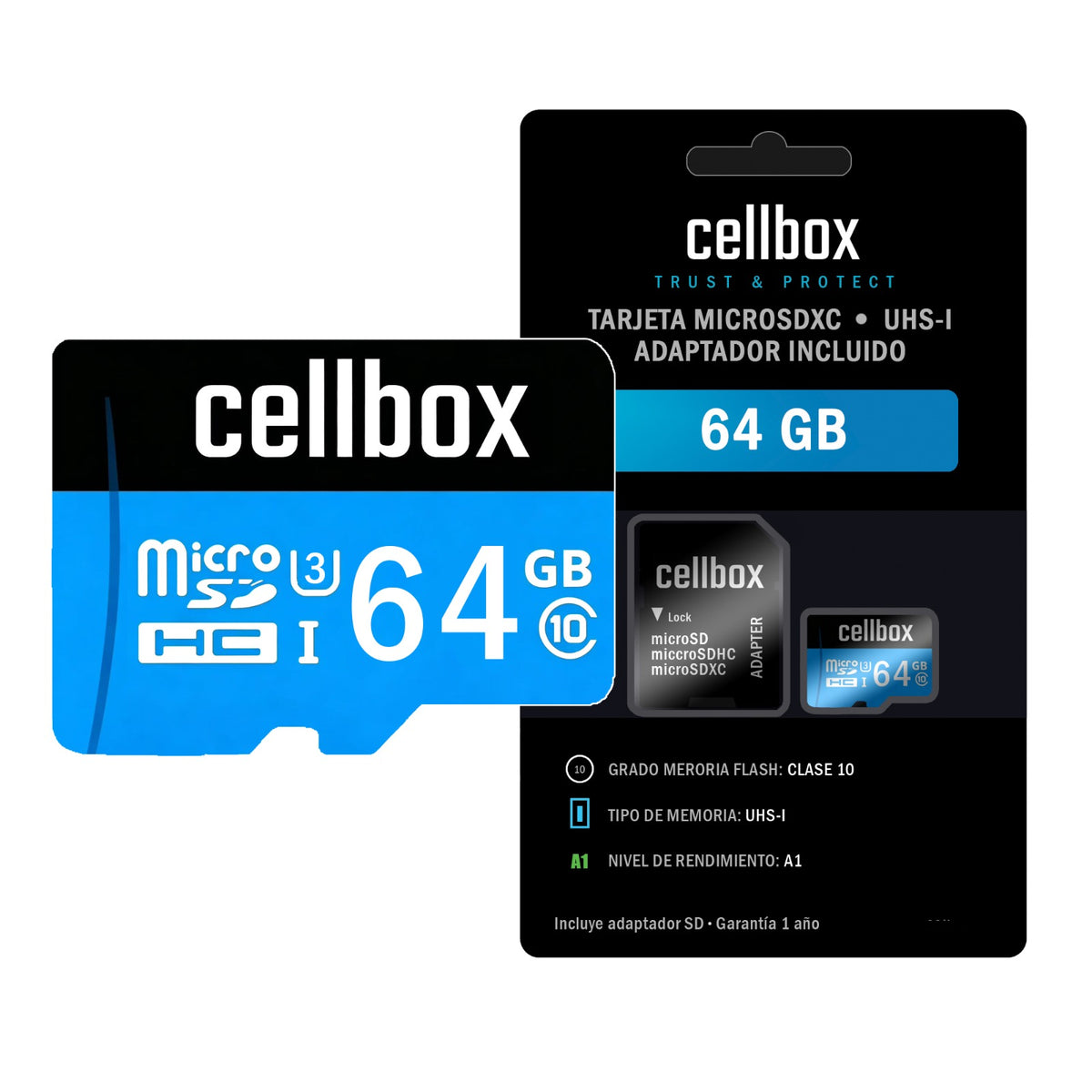 Tarjeta Memoria 64 Gb Micro Sd Cellbox Velocidad 100mbps + Adaptador Sd