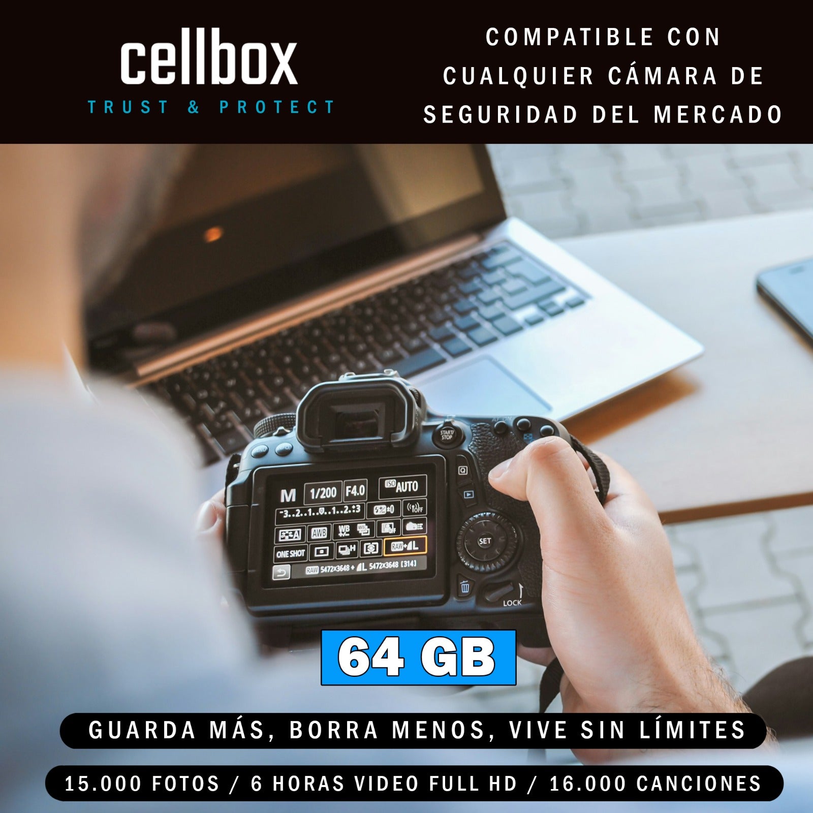 Tarjeta Memoria 64 Gb Micro Sd Cellbox Velocidad 100mbps + Adaptador Sd