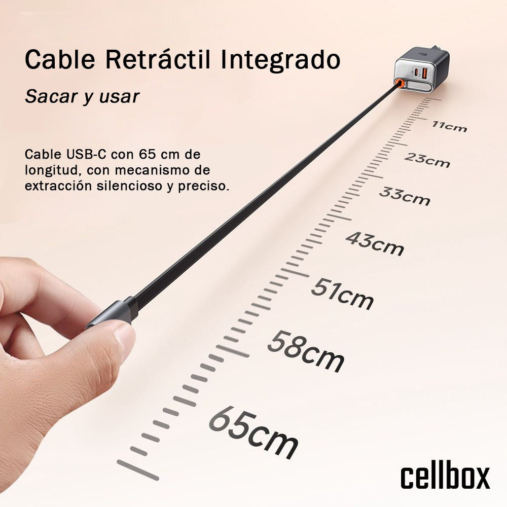 Cargador GaN Mcdodo FreeGo 40W conectado cargando un celular