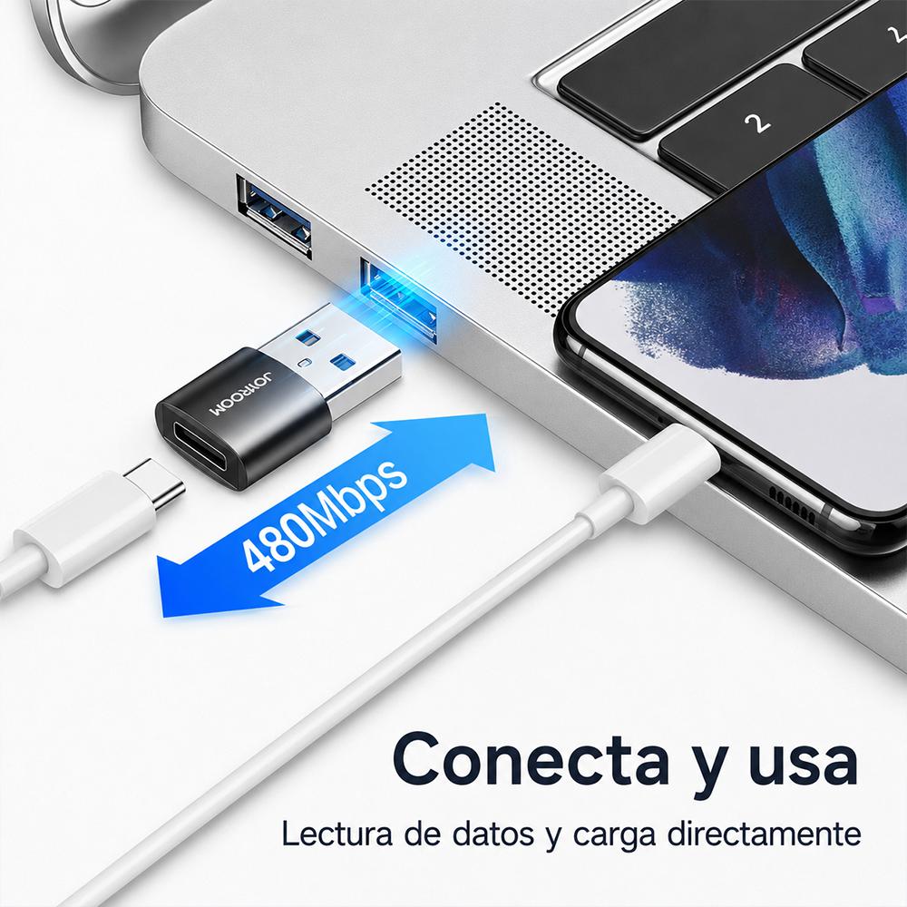 Pack 2 Adaptadores USB-A a USB-C Aluminio / Joyroom