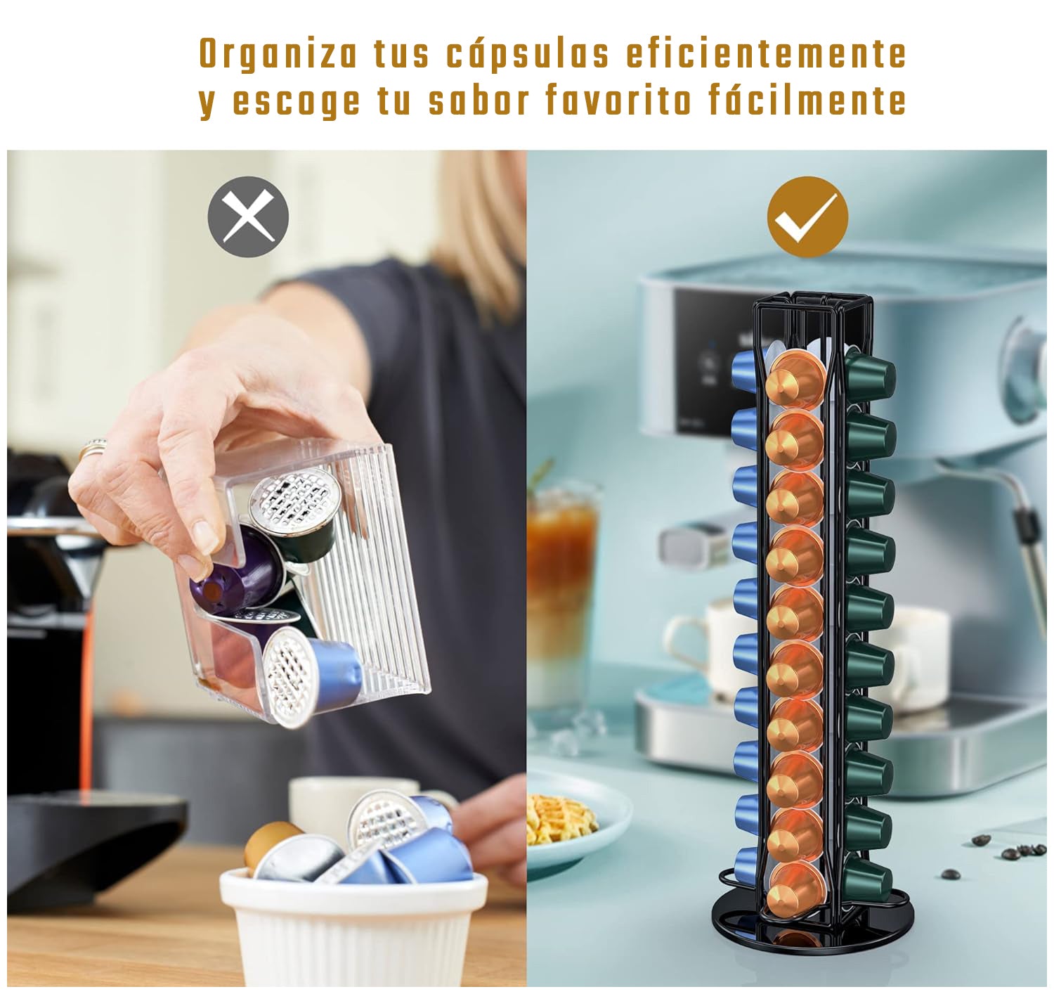 Organizador Cápsulas Nespresso Giratorio Decopro 40 Unidades – Soporte Metálico 360°