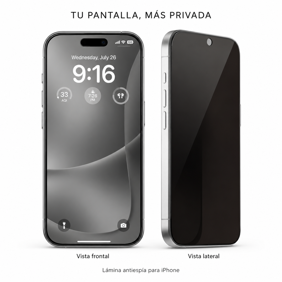 Lámina Antiespía de Vidrio Templado 3D iPhone 16 Pro Max